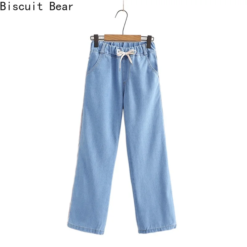 

Jeans Woman High Waist 2021 Spring New Side Stripe Wide Leg Pants Loose Mom Pants Fashion Baggy Boyfriend Trousers