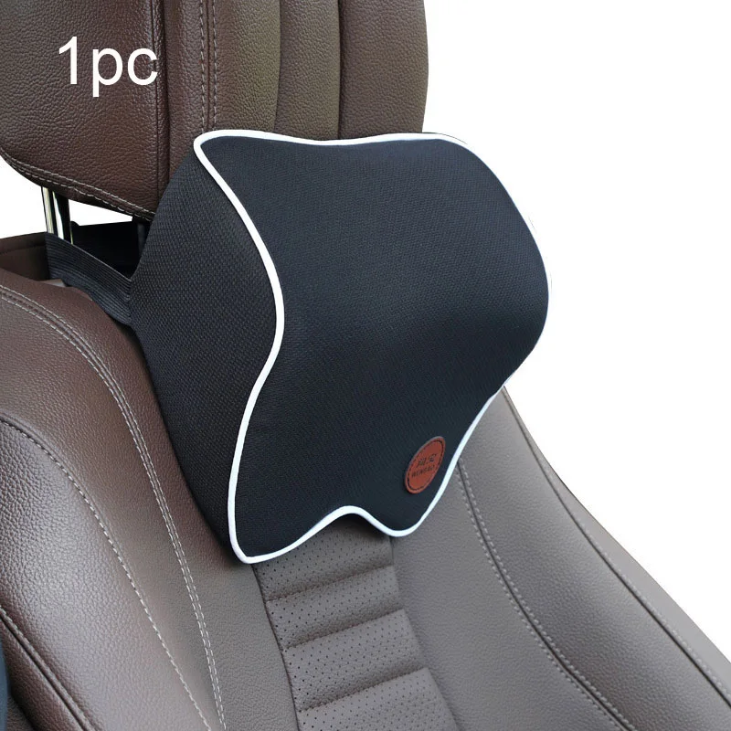 1pc Black White Автомобильная подушка для шеи и подголовника, подушка для автомобильного сиденья, подушка для головы, защита для шеи, автомобильное сиденье, подушка для шеи с памятью, хлопковые автомобильные аксессуары - Цвет: 1pc Black White