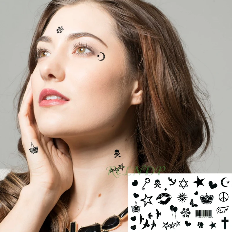 

Водостойкая Временная тату-Наклейка на тело, маленькие птицы, звезды, любовь, тату, ухо, лицо, глаза, флэш-тату, искусственная татуировка для девочек и женщин