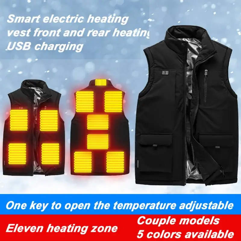 

11 Places Heated Vest Dual-control USB Electric Heating Thermal Warm Clothes Winter Heating Vest Heating Jacket Hunting Vest