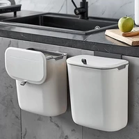 7L 9L Trash Can Paper Basket Waste Bin Kitchen Wall-mounted Hanging Door With Cover Home Cabinet Door Trash Kitchen Cubo Basura