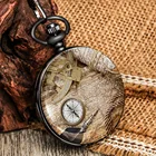 Ностальгия антикварные часы унисекс с компасом карта шаблон кварцевые карманные часы точный циферблат с арабскими цифрами гладкой крышка цепи Цепочки и ожерелья часы