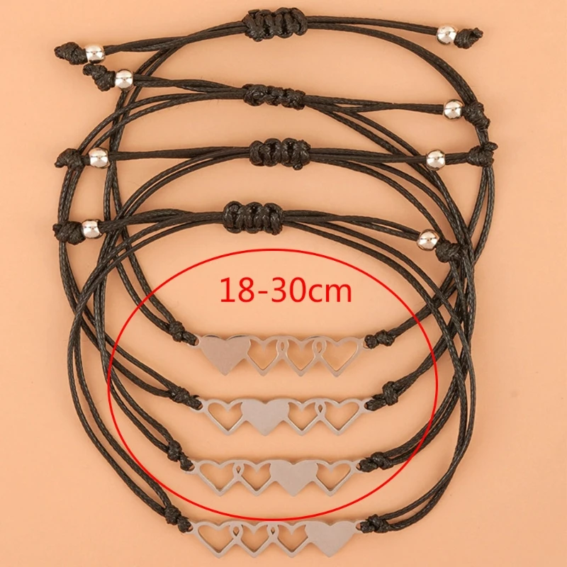 Браслет "Sisters Card" Европейский и Американский креатив из нержавеющей стали, в виде сердца, плетеный, комплект из 4 штук.