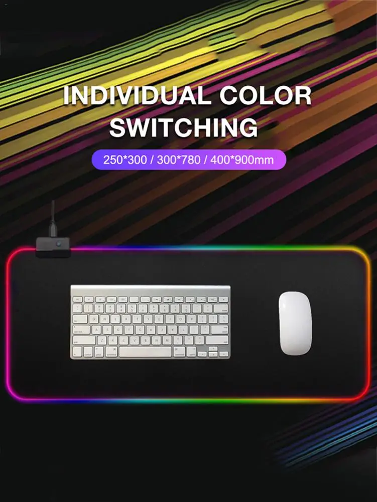 Цветной игровой коврик для мыши Настольный большой RGB с подсветкой компьютера