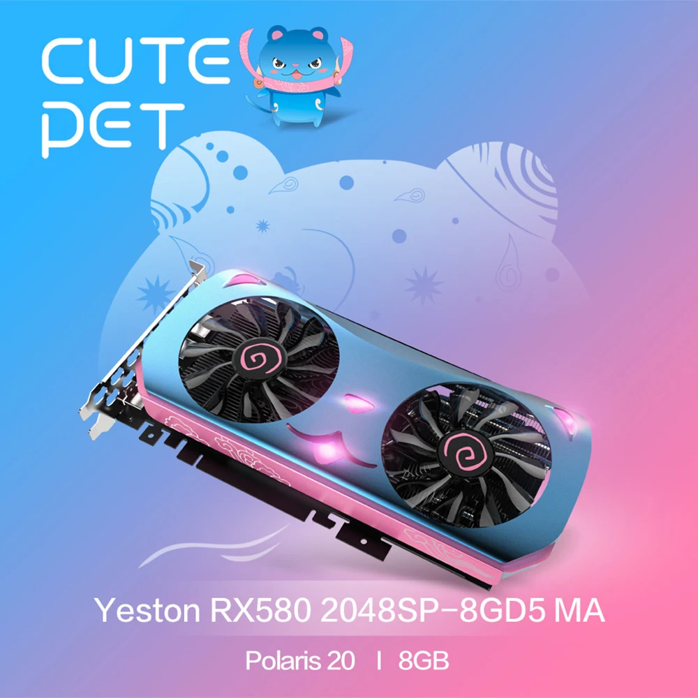Yeston Radeon RX 580 GPU 8 ГБ GDDR5 256 бит игровой настольный компьютер ПК видеокарты Поддержка