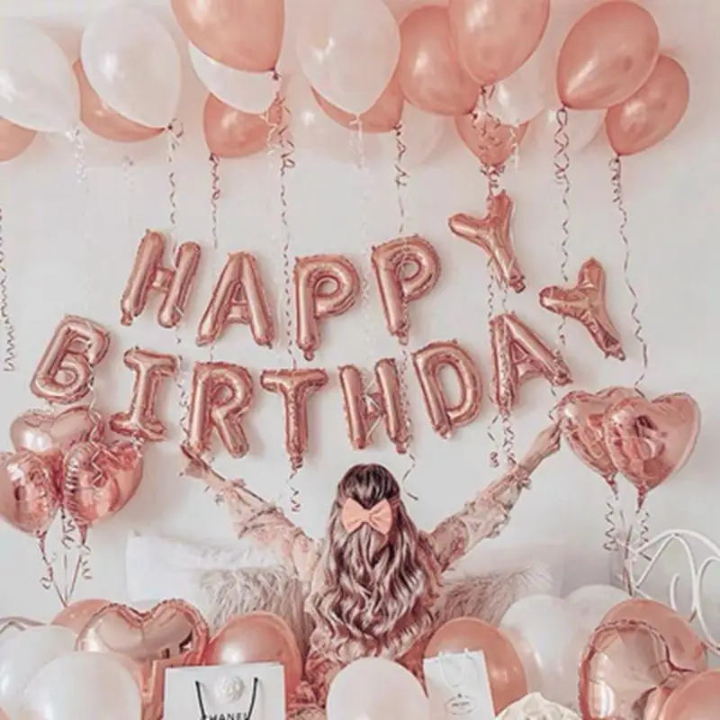 

Rose Gold Disposable Tableware Set Tablecloth Happy Birthday Party Decor Adult Girl Birthday Baby Shower Bridal Wedding Party