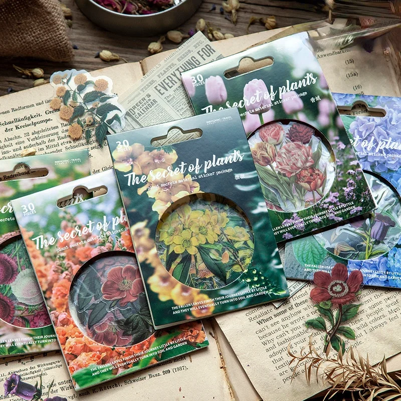 

Наклейка в упаковке, искусственная кожа, серия ретро, цветок, справочник, сделай сам, материал, декоративные Стикеры, 30 шт., канцелярские прин...