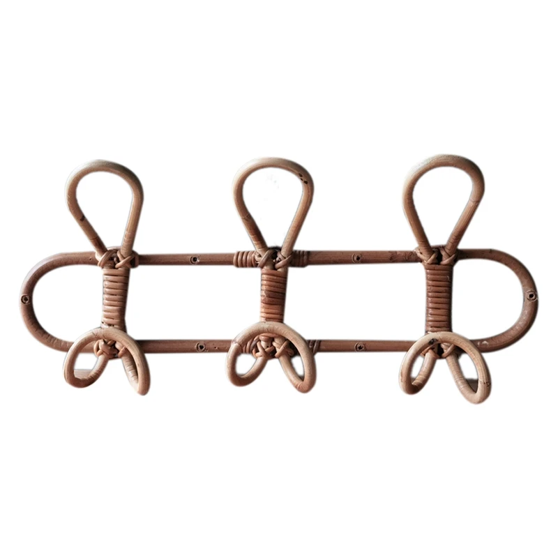 

Винтажная вешалка для одежды из ротанга, органайзер для детской одежды, вешалка для детской комнаты, настенная вешалка из ротанга