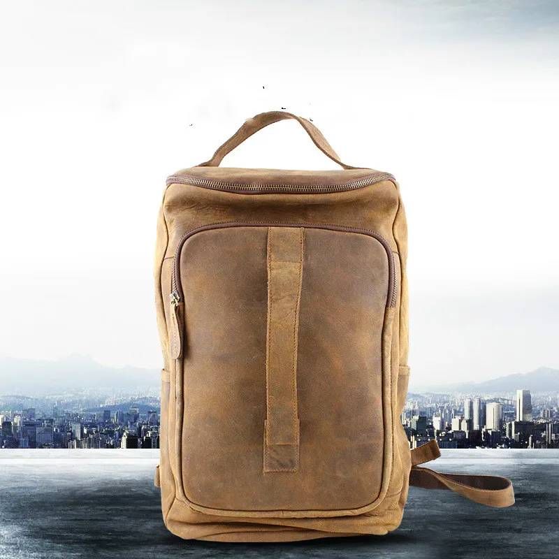 100% корова натуральная кожа мужские рюкзаки студенческий рюкзак для мальчика