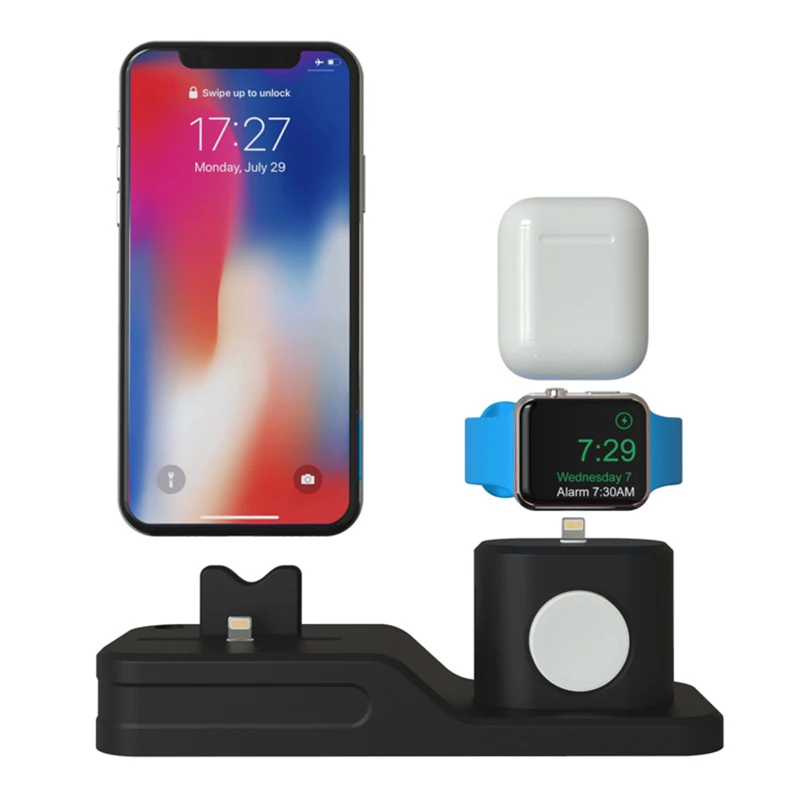 3 в 1 зарядная док-станция для IPhone X XR XS Max 8 7 6 Apple Watch Airpods зарядное устройство держатель IWatch крепление подставка Док-станция