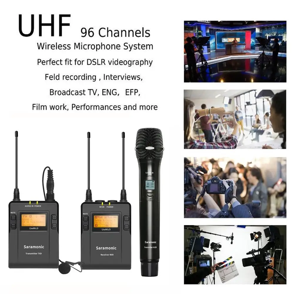 Беспроводная ручная петличная микрофонная система Saramonic UwMic9 kit3/kit4 UHF для Canon Nikon Sony