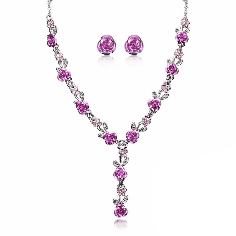 Комплект из колье и серёг в виде Розы|Ювелирные наборы| |