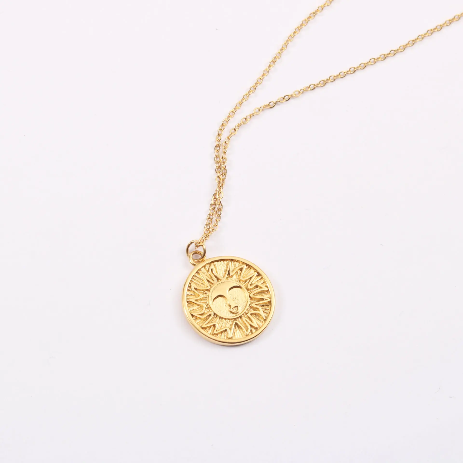 

High End Stainless Steel Jewelry Sun-god Coin Pendant Necklace For Women