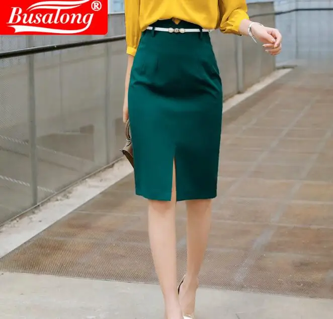 Модная зеленая облегающая женская юбка деловой костюм Женская для офиса