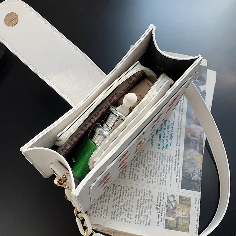 

Cute Cat Pattern PU Leather Crossbody Bags for Women Luxury Designer Chain Small Handbags Female Contrast Color Shoulder Bag Sac