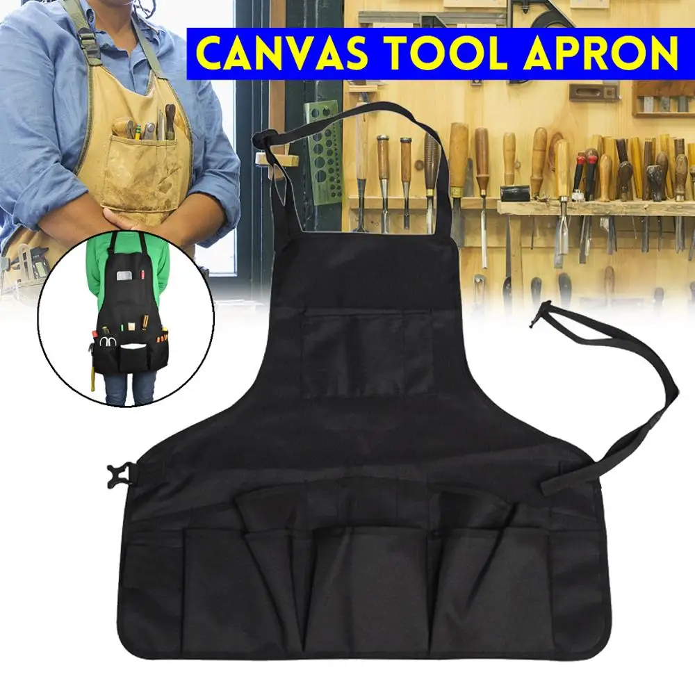 

Waxed Canvas Tool Apron Double Oxford Utility Adjustable Work Waist Bag
