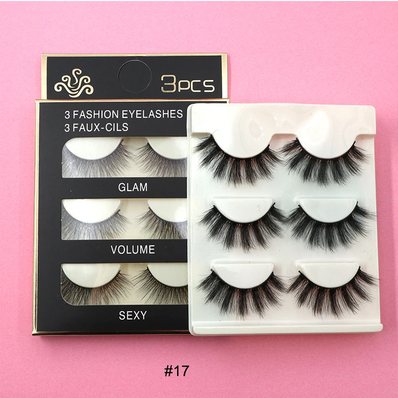 

3 pairs mink eyelashes natural fake eye lashes make up handmade 3d faux mink lashes false lash volume eyelash extension