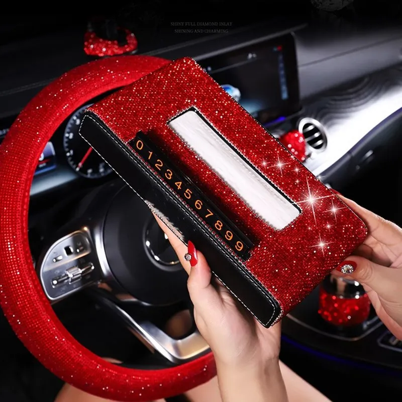 Пепельница blingbling красная для стразы автомобильная коробка салфеток мусорный бак