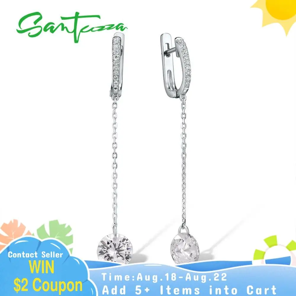 Женские серебряные сережки SANTUZZA длинные висячие серьги из серебра 925 пробы с