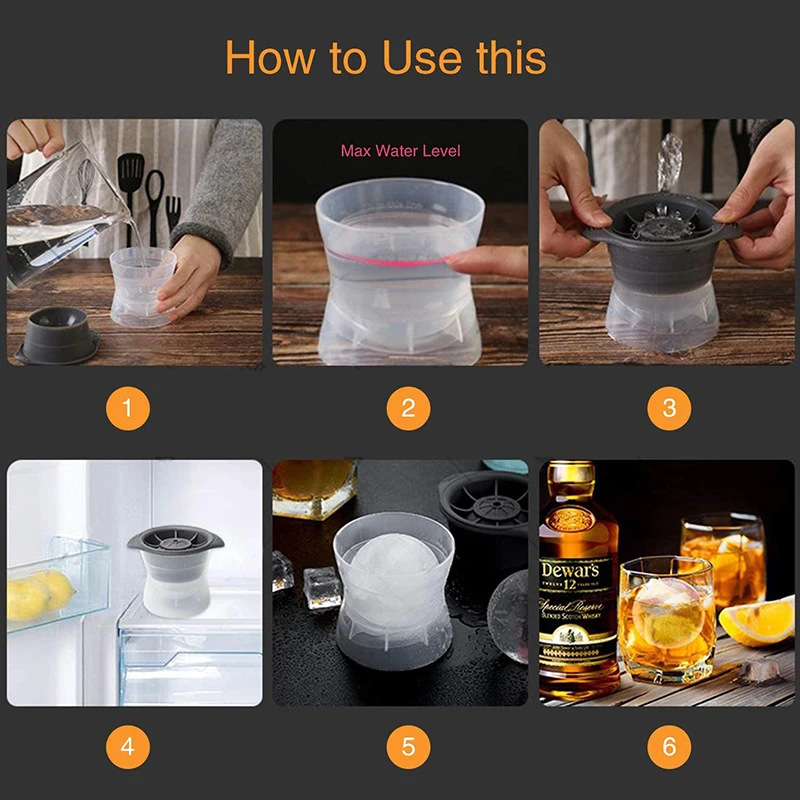 

Ice Ball Maker Mold Sphere for Whiskey Cocktail Frozen Clear Silicone Ice Cube Form Tray Mould Round Reusable Bar Kitchen Tools
