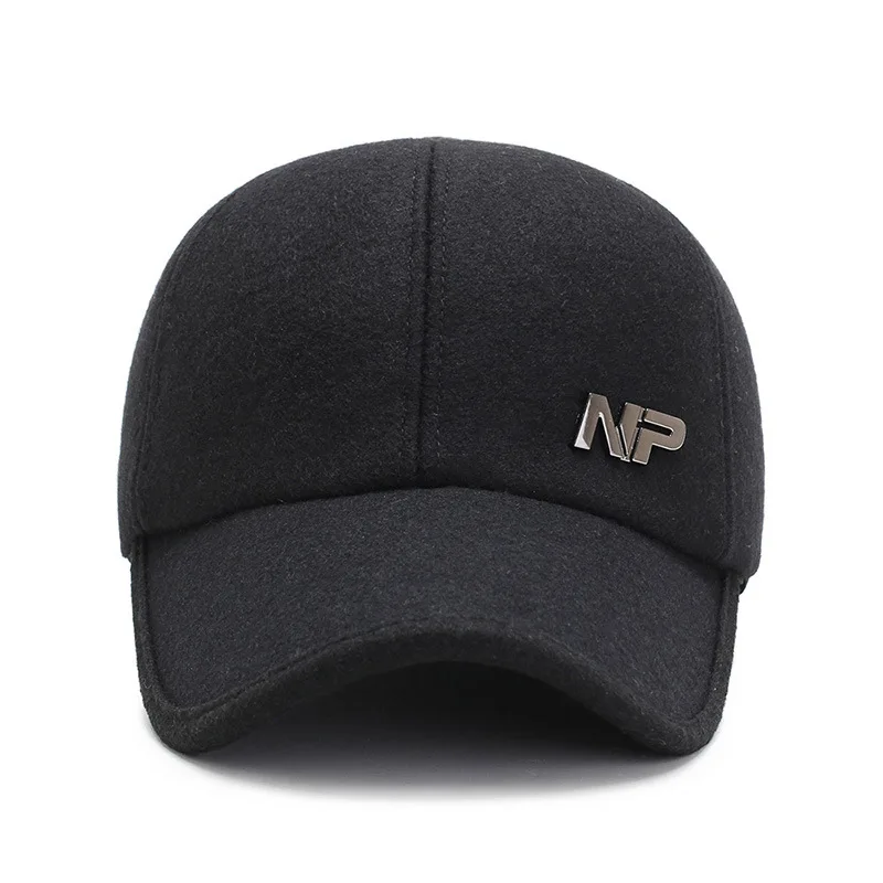 Новинка Осень зима 2019 однотонная шерстяная бейсболка мужские наушники бархатные