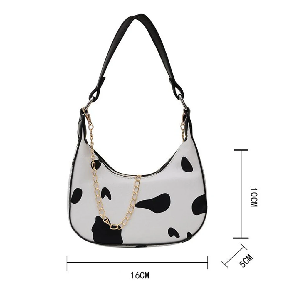 

Designer Cow Pattern Printing Shoulder Bags 2021 Elegant Lady Underarm Hobos Bag Vintage Women PU Leather Mini Purse Handbags