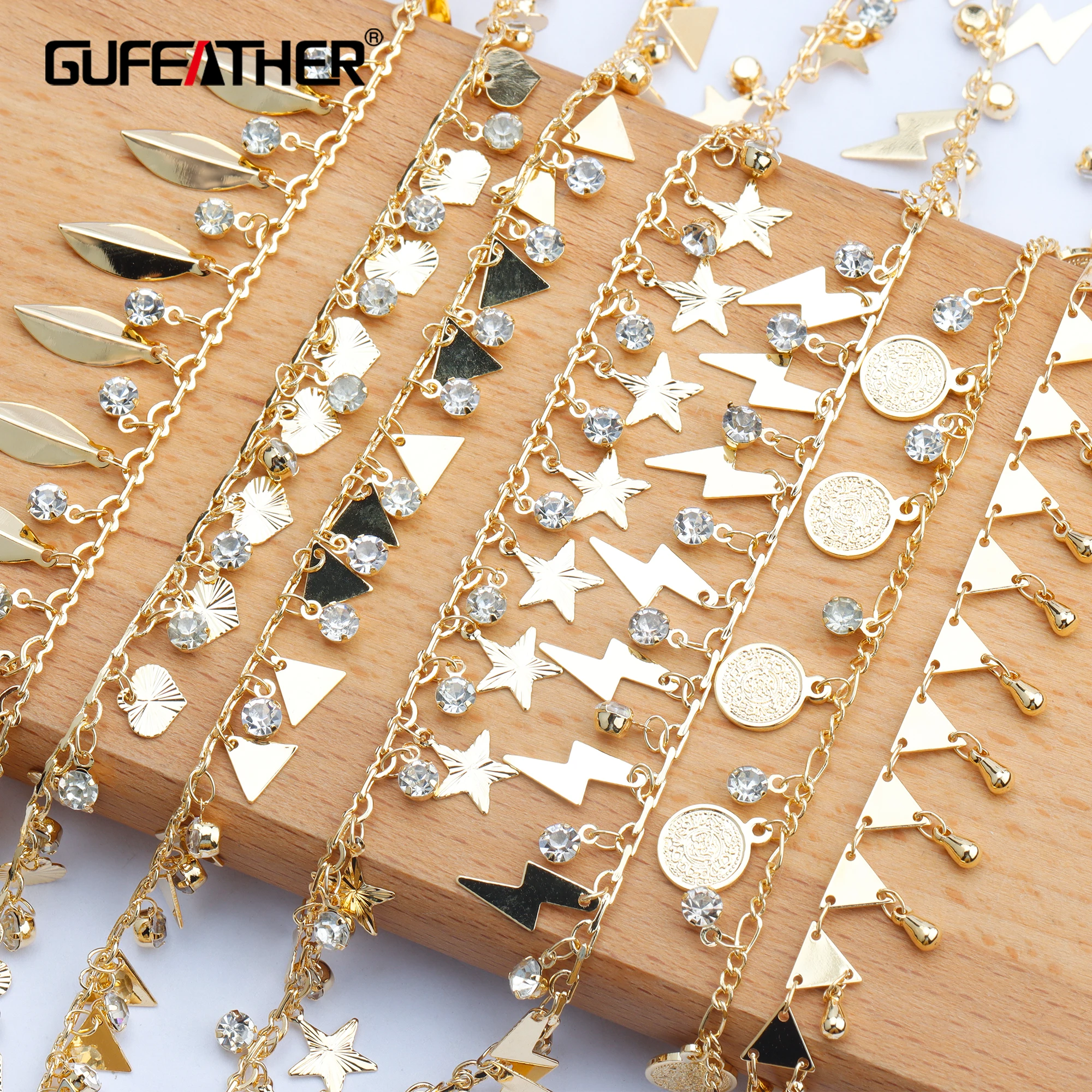 

GUFEATHER C85,jewelry accessories,chain,pass REACH,nickel free,18k gold plated,copper,diy necklace,zircons,jewelry making,1m/lot