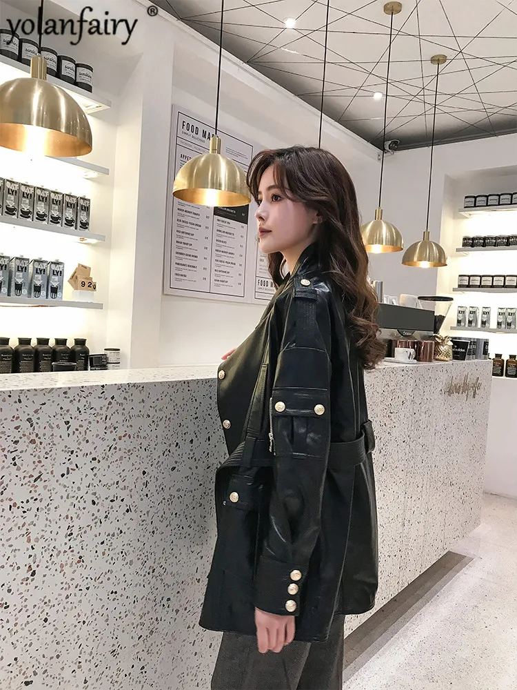 

Real Leather Jacket Women Motorcycle Genuine Leather Jackets Spring Autumn Korean Sheepskin Coat Women Clothes 2020 1901-6B