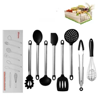 kitchen set high temperature resistant silicone kitchenware 8 piece stainless steel tube handle silicone spatula kitchenware set