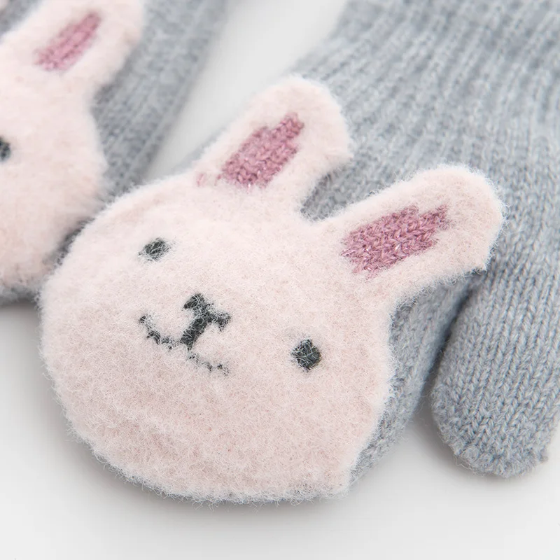 Детские перчатки с медведем из мультфильма зимние теплые хлопковые