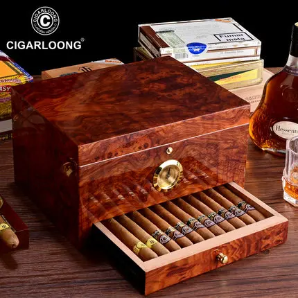 

Humidor moisturizing double-layer partition storage cedar wood cigar case