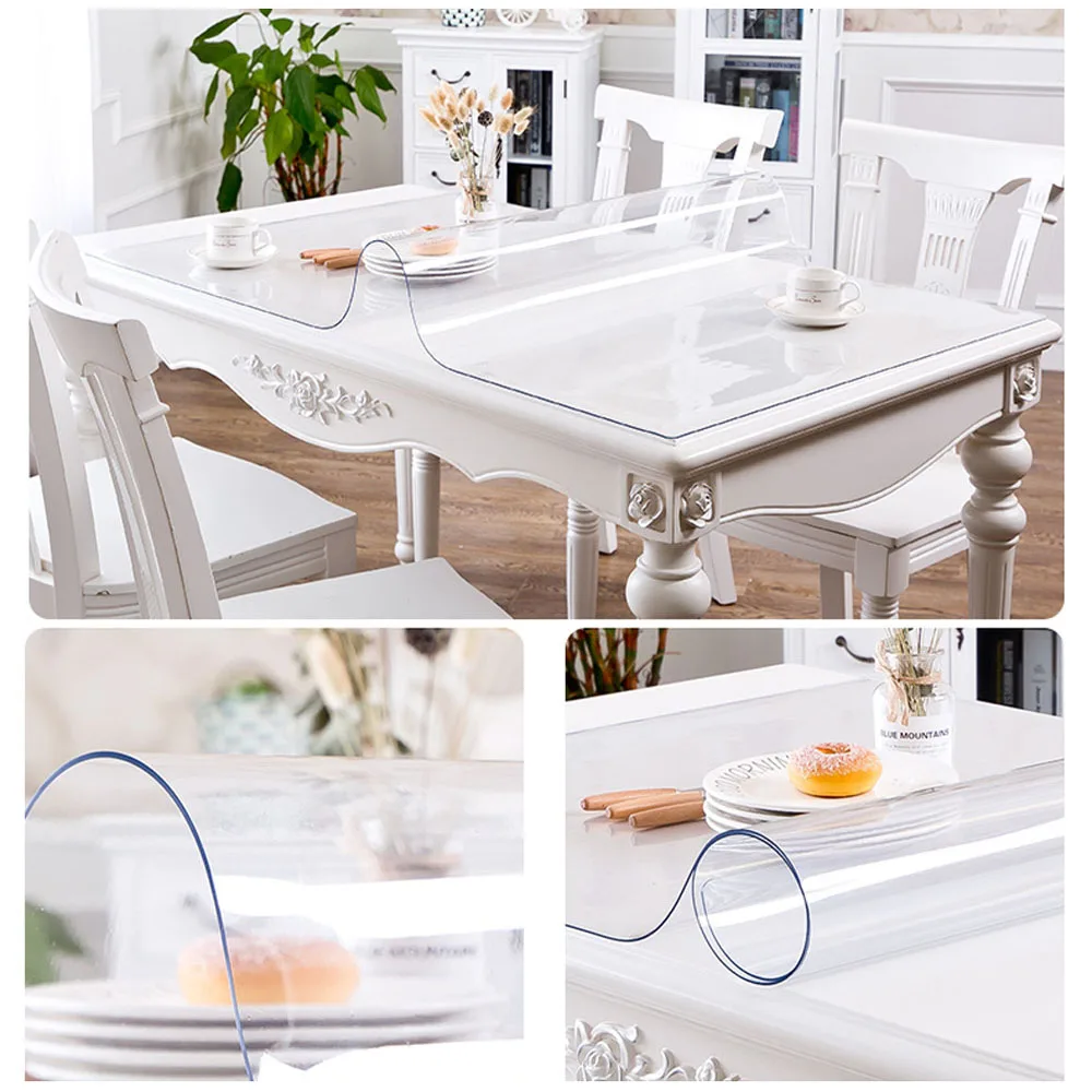 Скатерть Прозрачная прямоугольная из ПВХ мягкая Водонепроницаемая скатерть