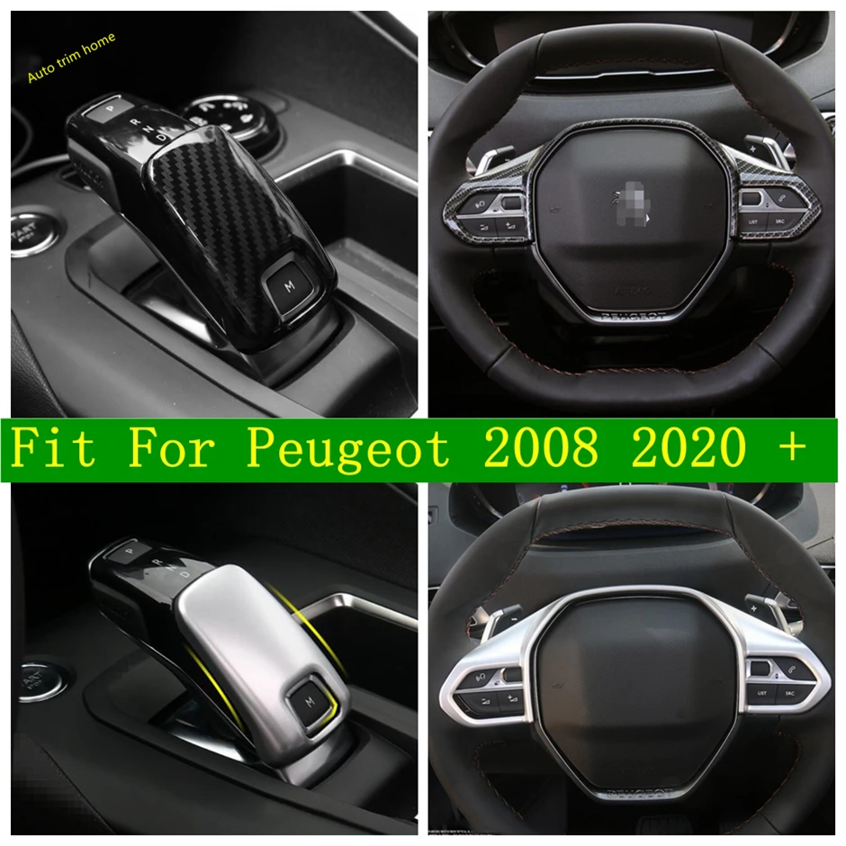 

Gear Box Shift Knob Head Handball / Steering Wheel Multi-function Button Decoration Cover Trim Fit For Peugeot 2008 2020 2021