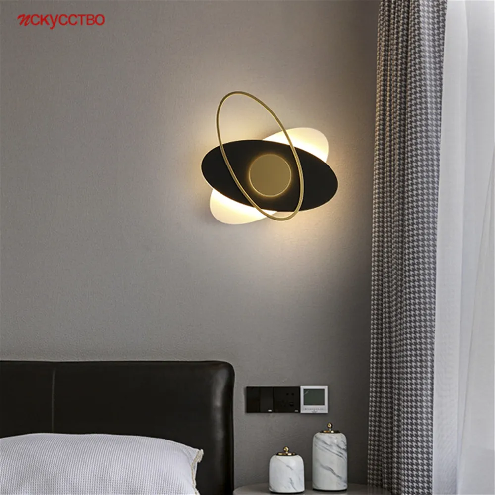 

Nordic Oval Ring Art Deco Led Acrylic Wall Lamp For Foyer Hallway Bedroom Corridor Indoor Sconce Modern Design Light Fixtures