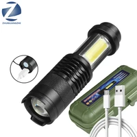 xp g q5 built in battery mini led flashlight usb charging cob zoomable waterproof torch aluminum lantern use aaa battery