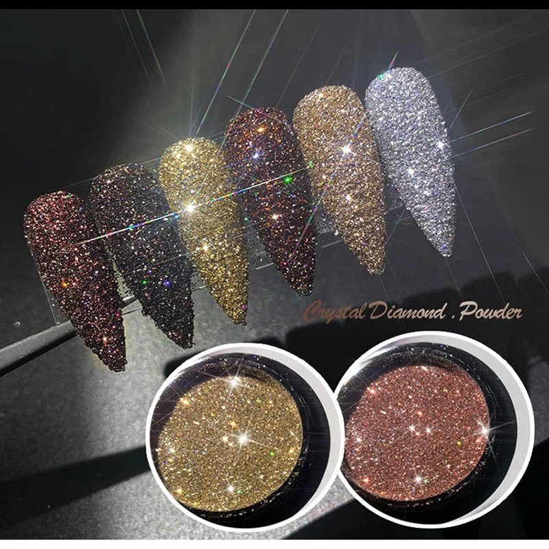 

1Box Holographic Nail Glitter Dust Fine Shiny Pigment Sparkling Diamond Nail Powder Laser Silver Reflective Nail Art Decoration