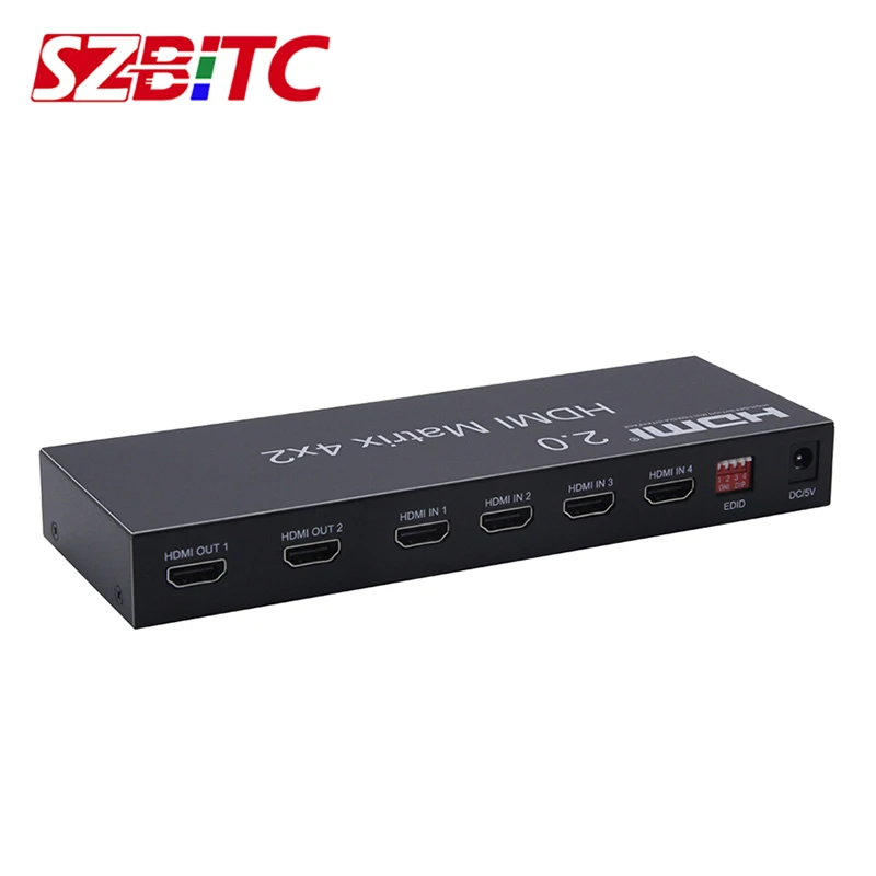 SZBITC 4K 4x2 HDMI матрица HDMI2.0 переключатель 4 в 2 Выход разделитель EDID двойной 3 5 мм Джек