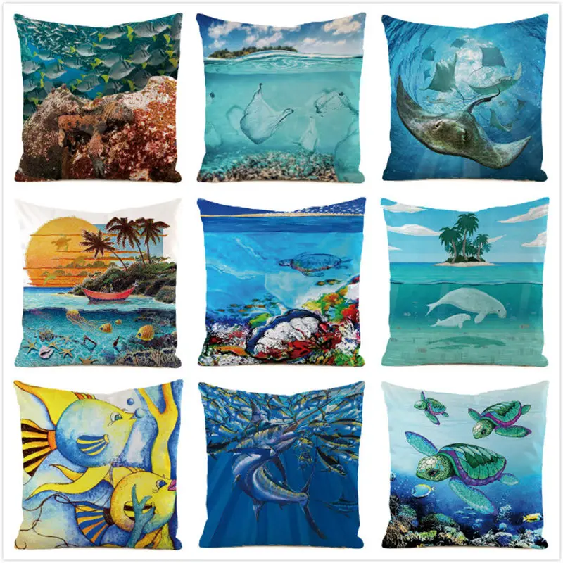 

45 см * 45 см толстые красочные рыбки имитация шелка тканевые наволочки для диванной подушки наволочка для диванной подушки домашние декоративные подушки