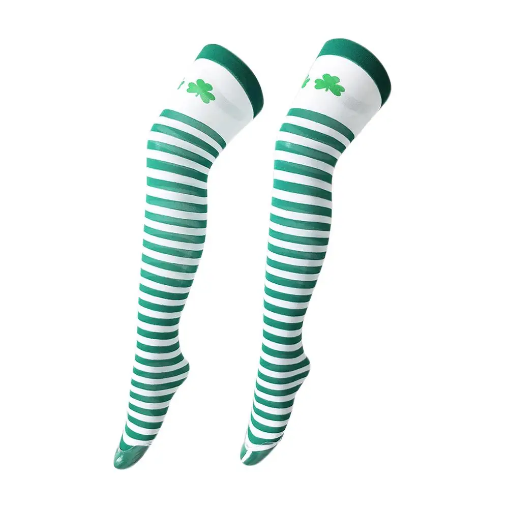 Носки с рисунком клевер зеленые чулки гольфы на День Святого Патрика модные