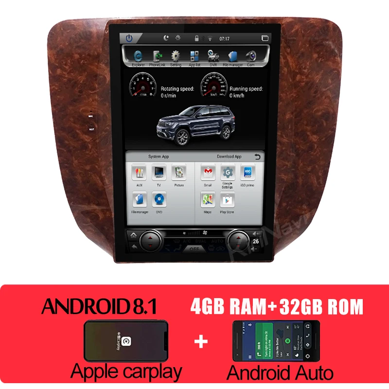 android car radio KiriNavi вертикальный экран Telsa стиль 12," Android 8,1 Автомагнитола для Chevrolet Silverado GMC Sierra Yukon автомобильный Dvd мультимедиа - Цвет: android car radio