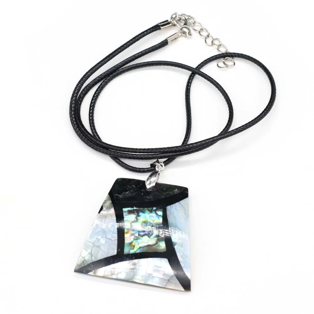 Ожерелье с подвеской из ракушек В Натуральную полоску, ожерелье с подвесками в форме трапециевидной ракушки для женщин и мужчин, ювелирные изделия, модное ожерелье в подарок