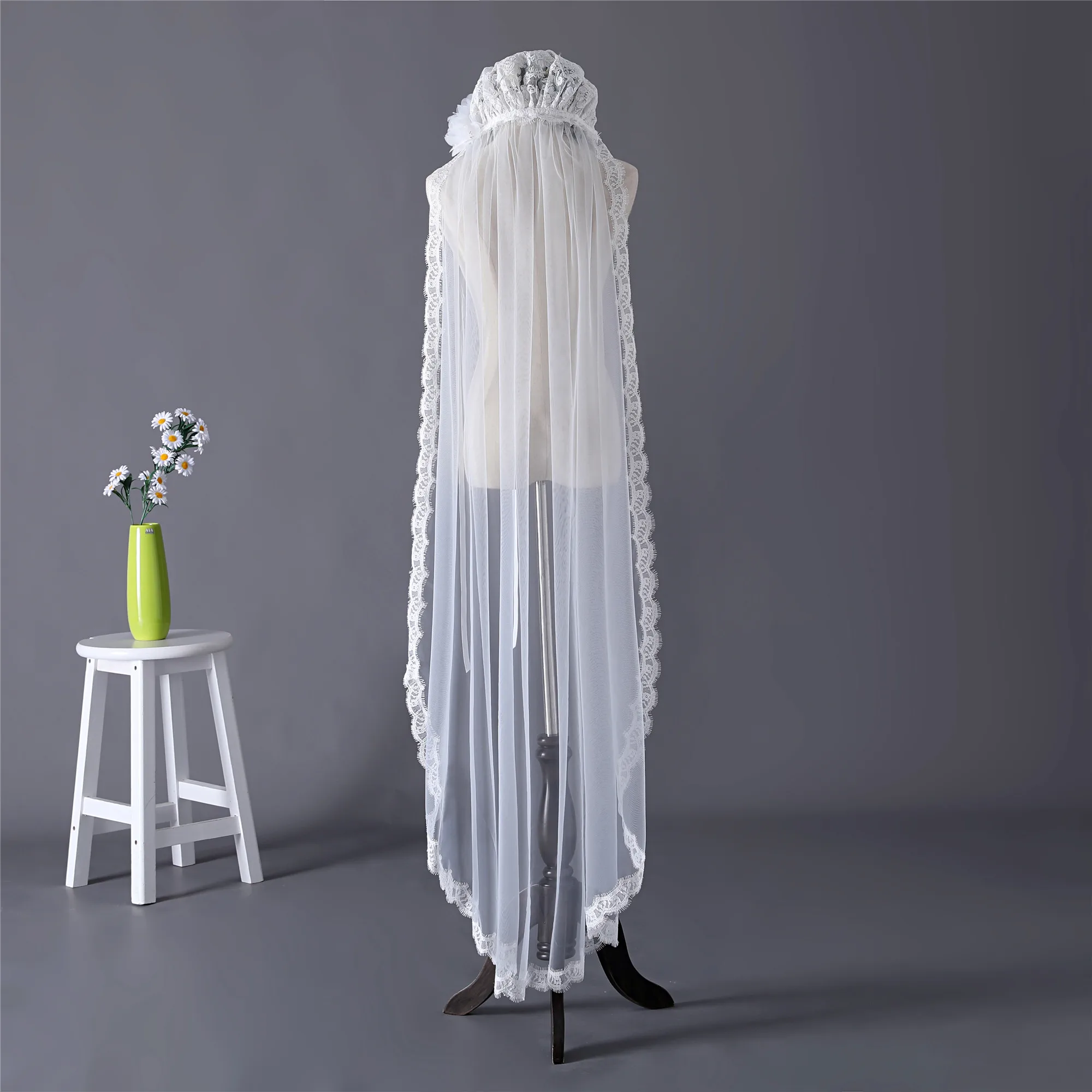 Женская длинная вуаль свадебная цвета слоновой кости Индивидуальный