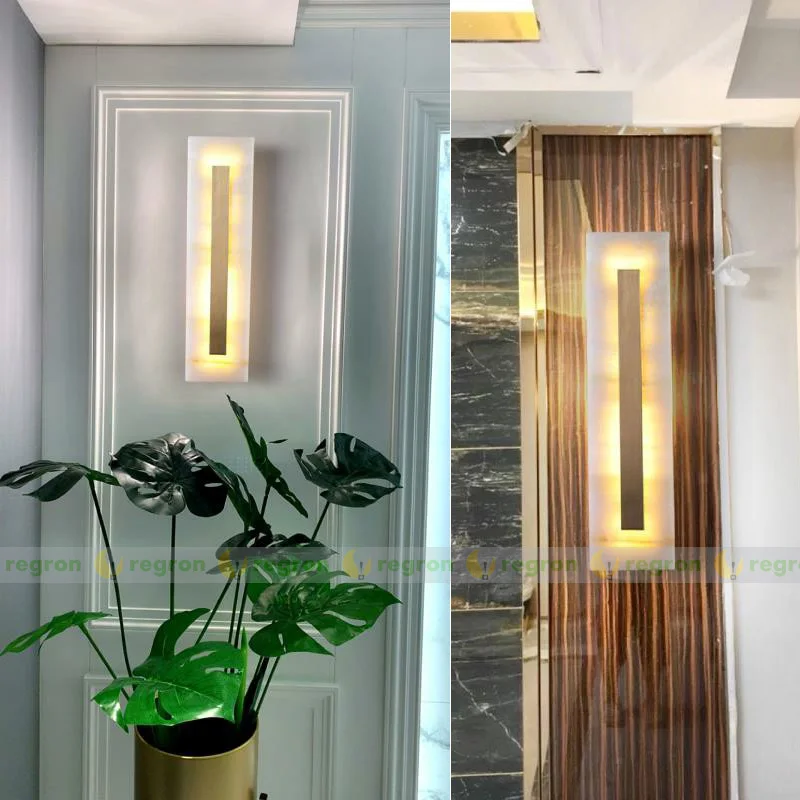 Роскошный вертикальный светодиодный светильник для отеля Мраморная настенная