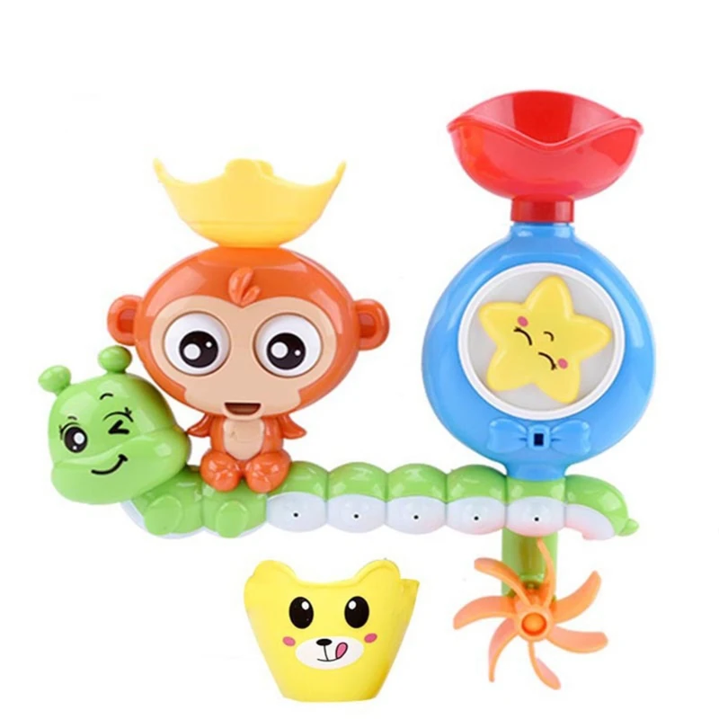 

Модные игрушки для купания в виде обезьяны, игрушка для ванны для малышей, сквирт, водный душ с сильным присосками, совок для воды для детей
