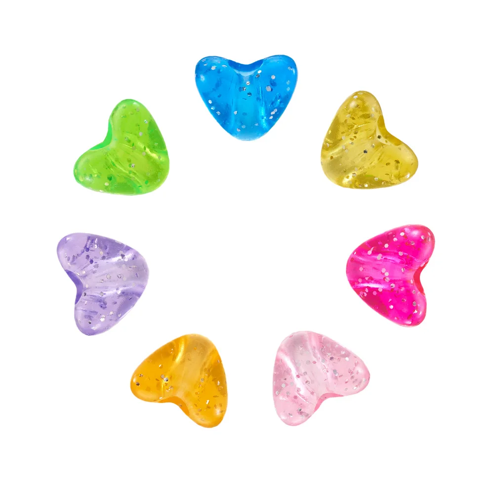 Прозрачные Акриловые Бусины многоцветные Хрустальные Блестки в форме сердца для