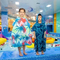 children cute cartoon lengthened hooded cloak beach towel printed microfiber baby boys girls kids swimming bath towel