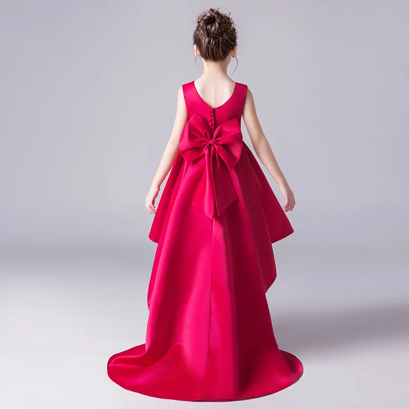 HS Kellio/платье с цветочным узором для девочек красное вино бантом атласные