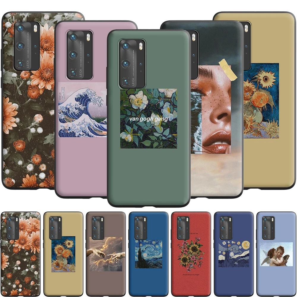 Эстетический силиконовый чехол Ван Гог Мона Лиза Ангел для Huawei P40 P30 P20 P10 Pro Lite P Smart
