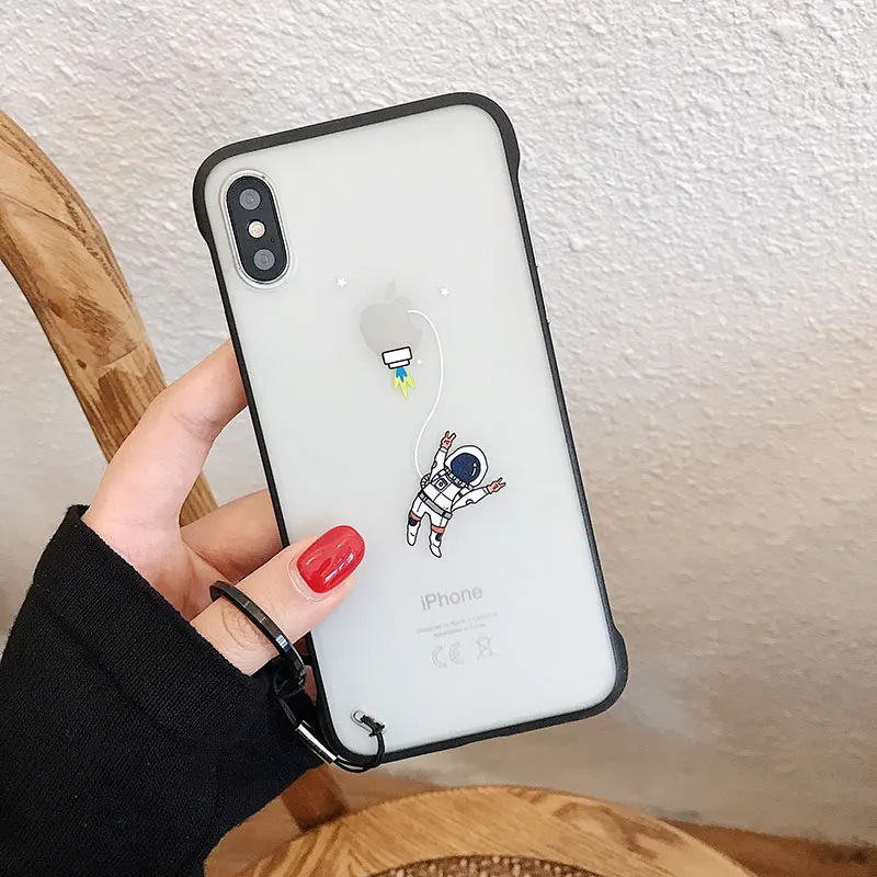 Borderless чехол для телефона iPhone XR XS MAX X милый астронавт жесткий прозрачный Забавный