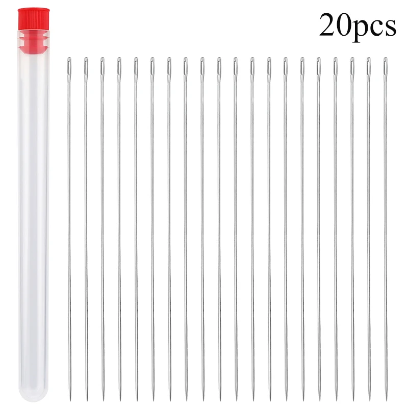 

RORGETO 20pcs Large Eye Sewing Needles Stainless Steel Cross Stitch Knitting Handmade Leather Embroidery Thread Needle Tools